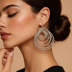 Chic Silver Multi-Hoop Earrings